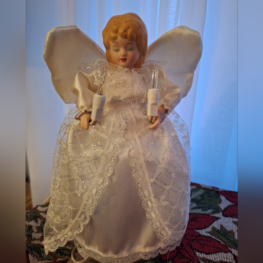 Vintage Angel Tree Topper with Lights